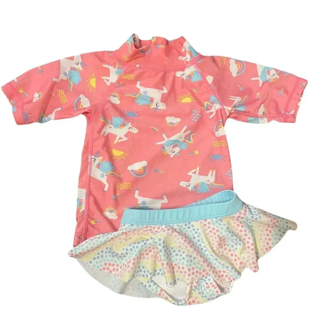 UV Skinz 2T Unicorn Two Piece Swimsuit, Colorful, Swim Skirt